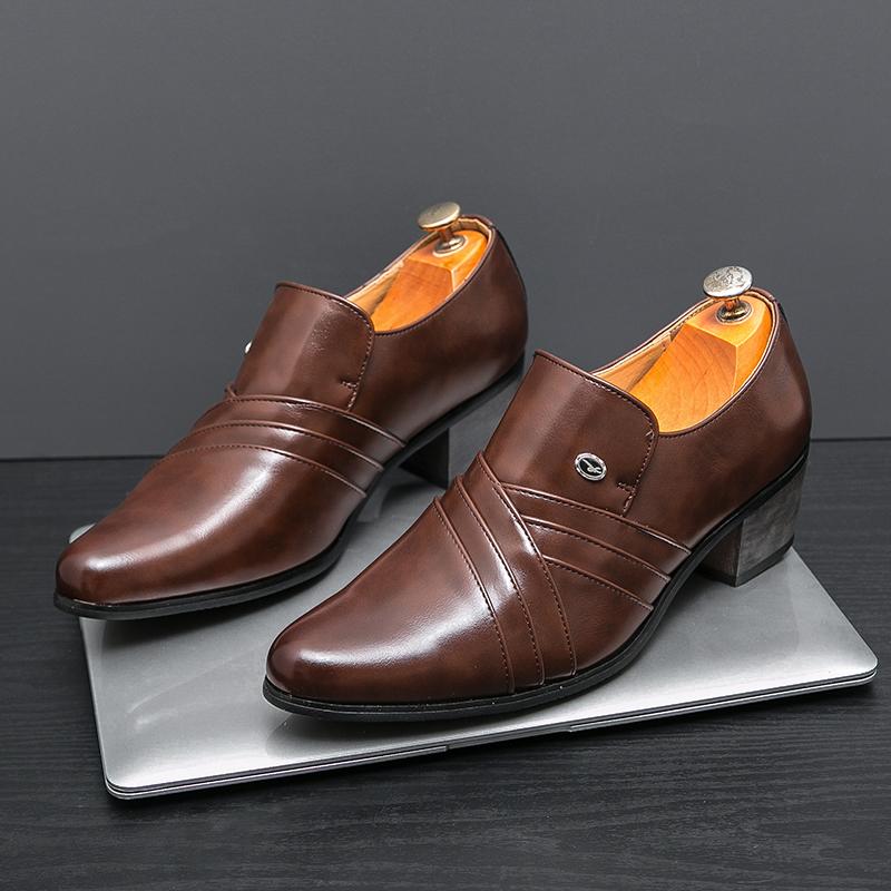 High Quality Formal Shoes Men Thick Soled Business British Wedding Social Leather Shoes Men’s Dress Shoes Trend Men's Leather