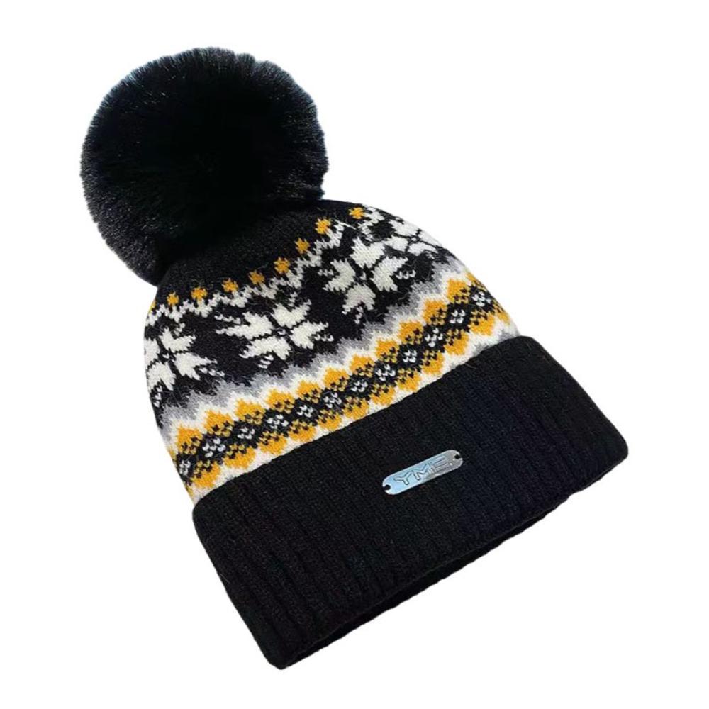 Windproof Knitted Beanie Cap Pom Pom Decoration Casual Beanie Winter Warm Hat for Unisex