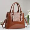 Elegant High-End Shiny Leather Handbag Large Capacity Crossbody Bag for Middle-Aged Women Fashionable Shoulder Tote Bag