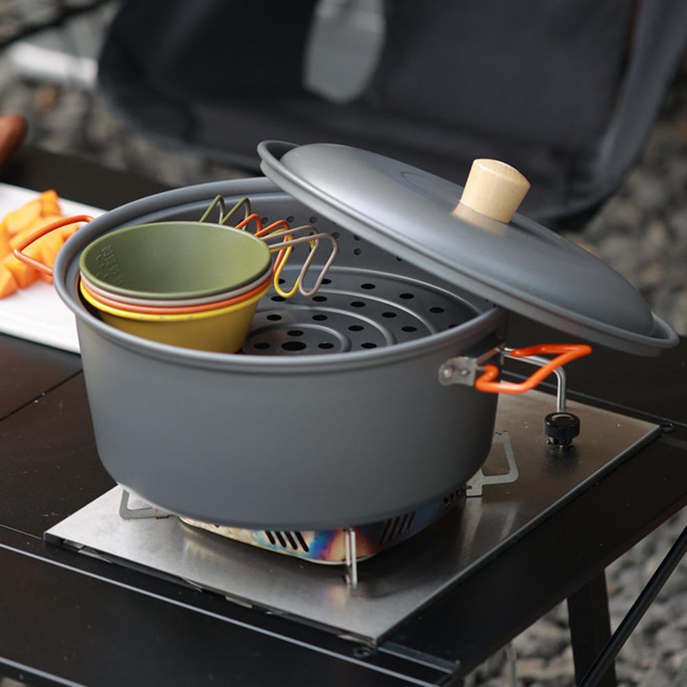 1 Pot Portable Stew And Boil Pot 7.5L For Camping And Picnics For Stewing And Boiling During Outdoor ActivitiesAluminum Dual Use