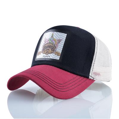 Boné de beisebol de caminhoneiro masculino feminino impressão remendo de cachorro snapback hip hop ossos unissex chapéus de malha de verão