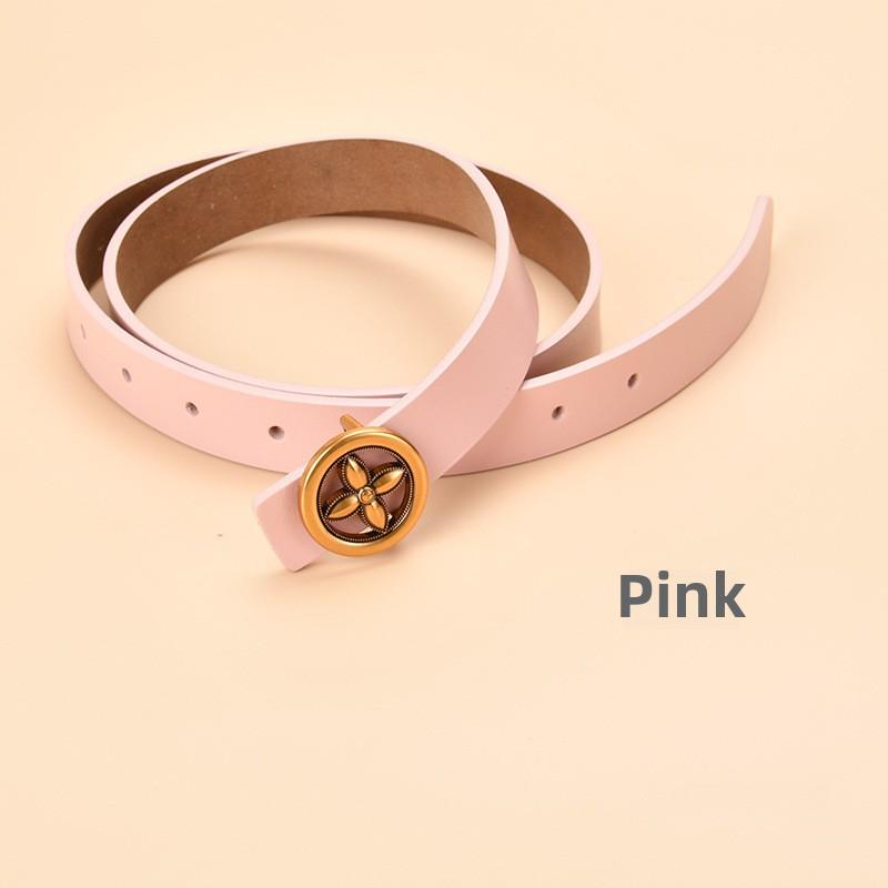 Damen Echt Rindsleder Dekogürtel mit runder Schnalle - Allround-Design für Jeans und Taillenformung