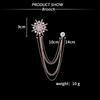 Korean Japanese Men's Starburst Brooch Badge with Chain Tassel for Suit Lapel Pin