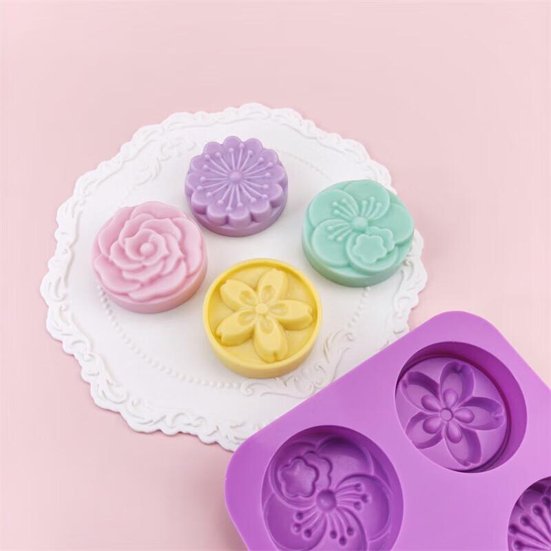 4-Cavity Round Flower Silicone Mold