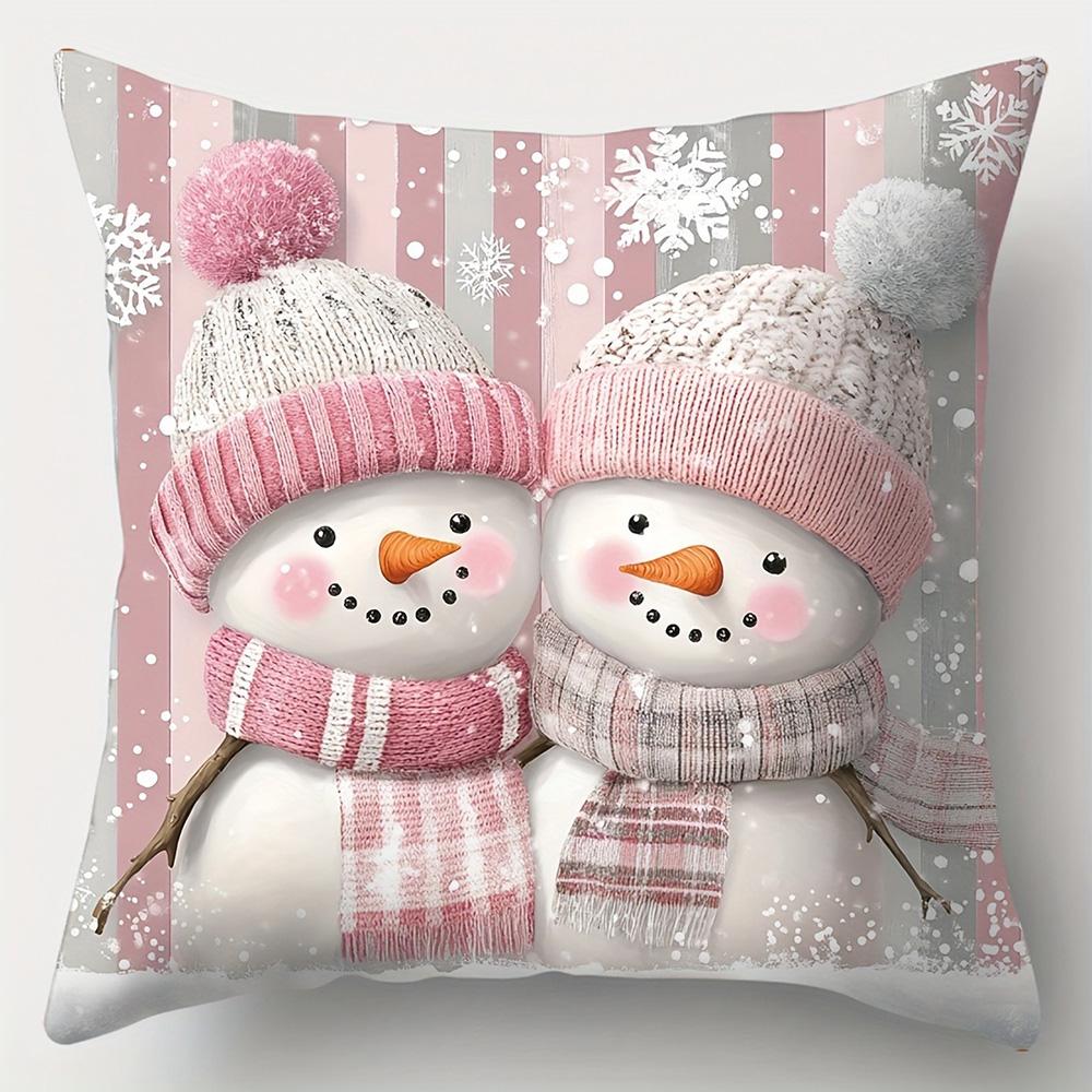 1 Stück Weihnachten Schneemann Kissenbezüge ,Geeignet für Weihnachts-Heimdekoration Kissenbezug, ohne Kissenkern.