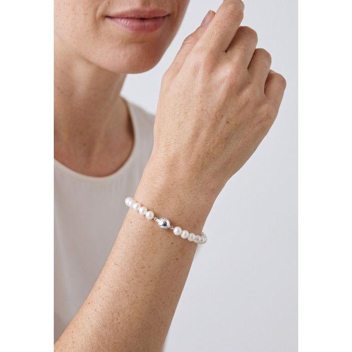 Pearls & Colors - Bracelet - Genuine Semi-Round Freshwater Cultured Pearl 6-7 Mm Natural White - Ball Clasp - Women's Jewelry