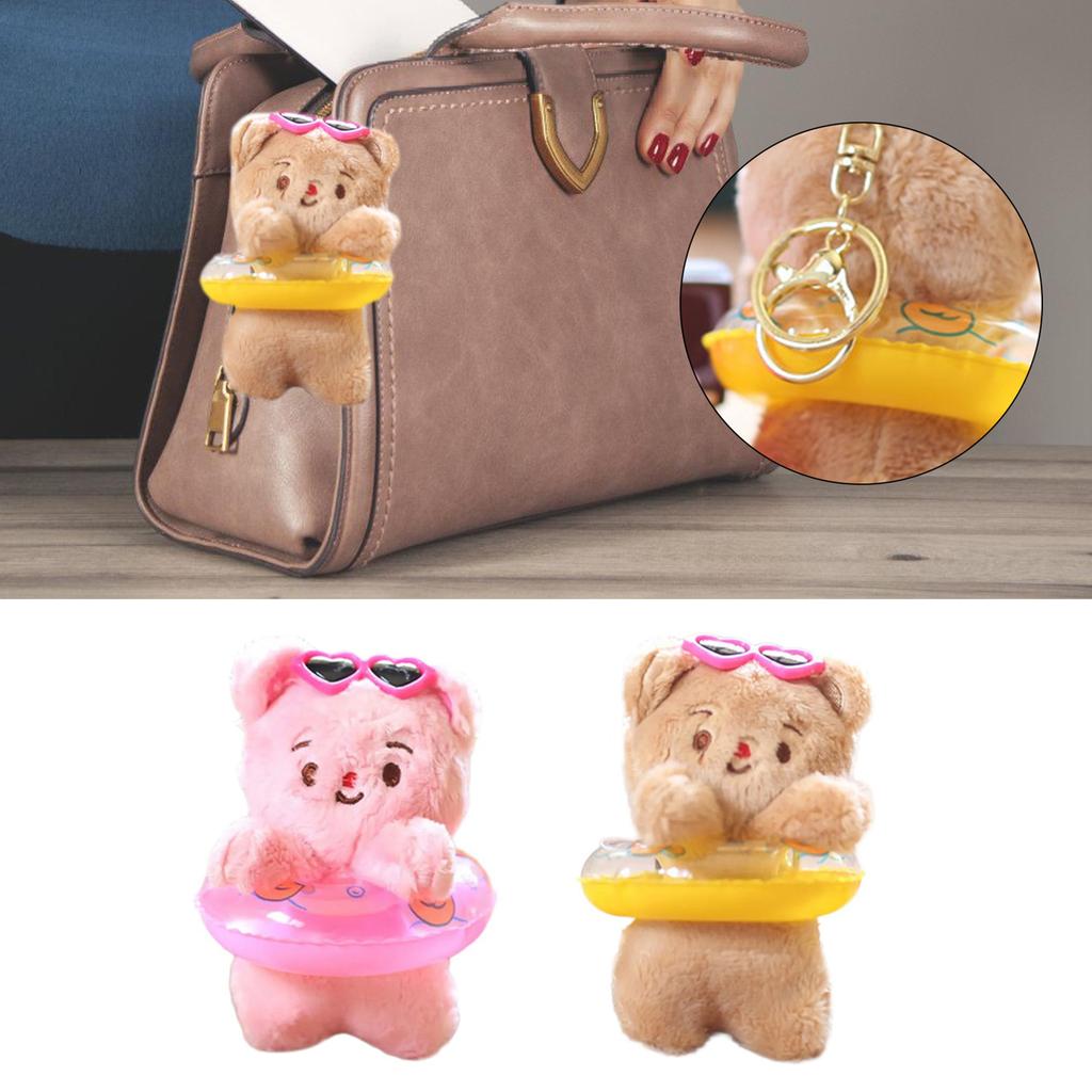 Cute Bear Swimming Ring Charm keyring Plush Keychain Accessory Animal Pendant Key Chain Personalized Bag Accessory