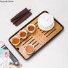 Bamboo Tea Tray Drainage Water Storage Kungfu Tea Set Living Room Coffee Table Drain Tray Storage Supplies Melamine Tea Tray