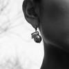 Niche High-End Silver Metal Cold Wind Geometry Spherical Pendant Ear Buckle Fashionable Commuter Must-Enter Earrings