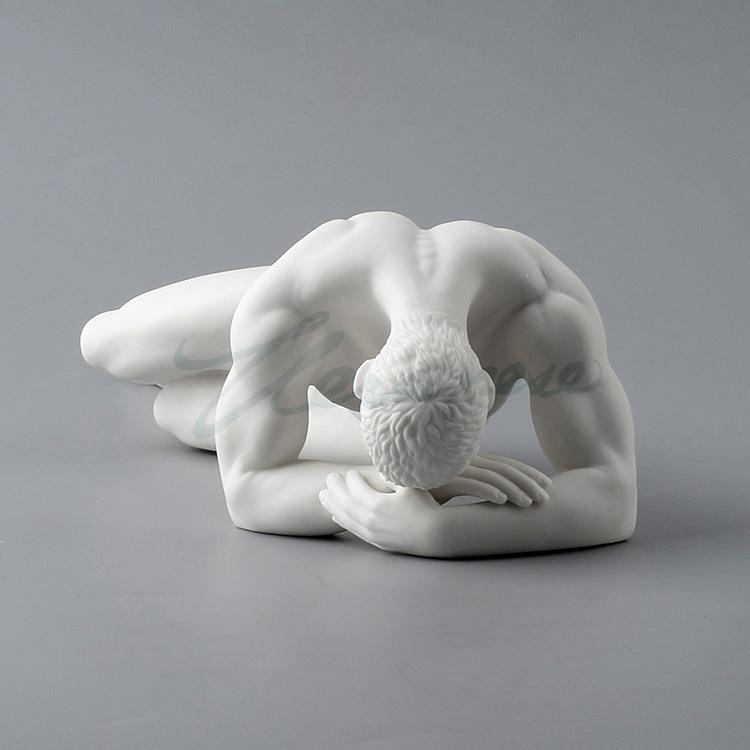 Modern Art Men Ceramics Statue Abstract Naked Body Art Sculpture Nude Male Handicraft Interior Figurine Home Desk Decor
