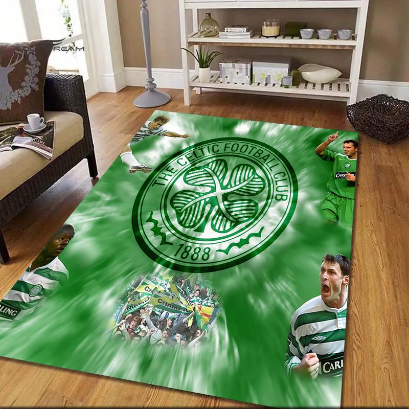 Celtic FC logo Pattern Square Carpet,Area Rug,Carpet Rug for Living Room Bedroom Sofa Playroom Decor,Non-slip Floor Mat,Holiday Birthday Gifts