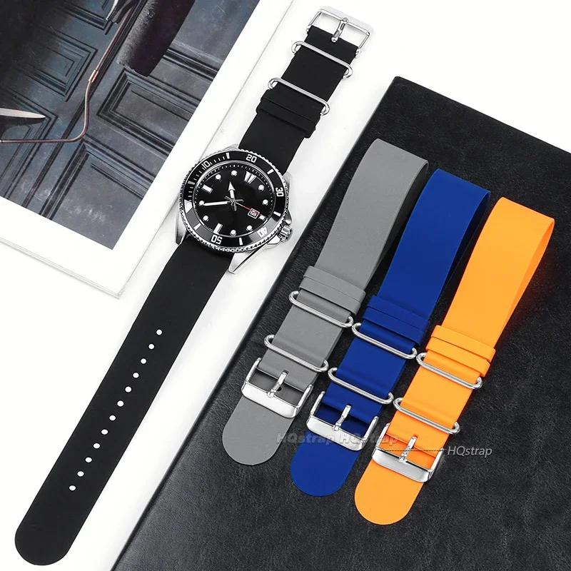 18mm 20mm 22mm Silikon Einteilige Uhrenarmbänder Universelles Weiches Wasserdichtes Gummi-Uhrenarmband für Damen Herren Schwarz Blau Grau Armband