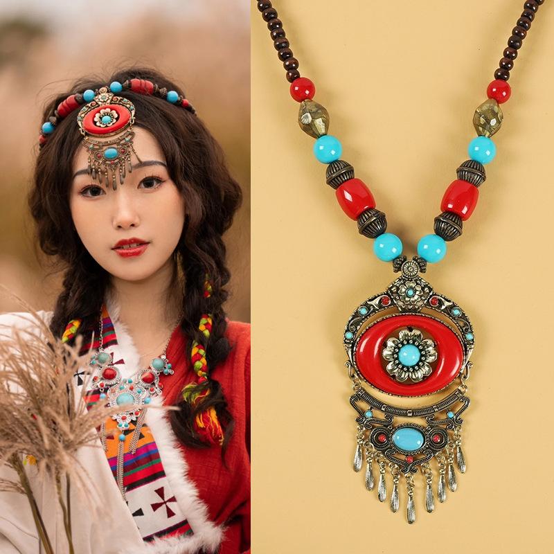Xizang Retro Fringed Headdress, Forehead, Bohemian Collarbone Necklace, Pendant, Travel Photo Hair Jewelry, Women