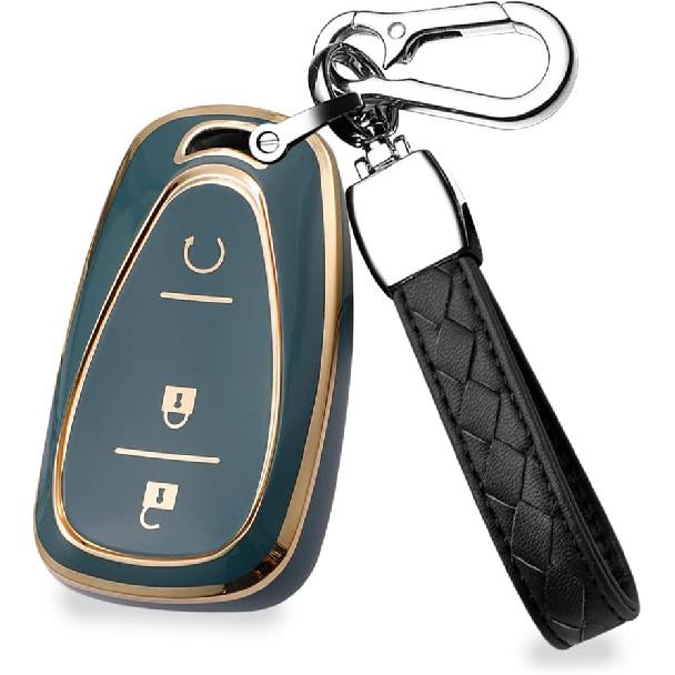 HIBEYO TPU Smart 3 Button Key Fob Case for Chevrolet Equinox Cruze Trax Malibu Verano Traverse 2016-2018 Onix Cruze Sonic Camaro Volt Bolt