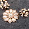 Double-Layer Flower Pendant Faux Pearl Elegant Chain Necklace for Dating