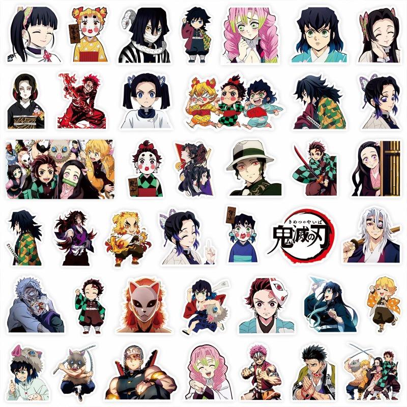 75/82pcs New Shadow Cartoon Anime Demon Slayer Stickers for Laptop Suitcase Skateboard Guitar Phone Cartoon Sticker Kid Gift