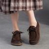 Johnature Echte Leder Ballerinas Bequem Vielseitig Schnürschuhe Pendeln Retro Weichbesohlte Damenschuhe