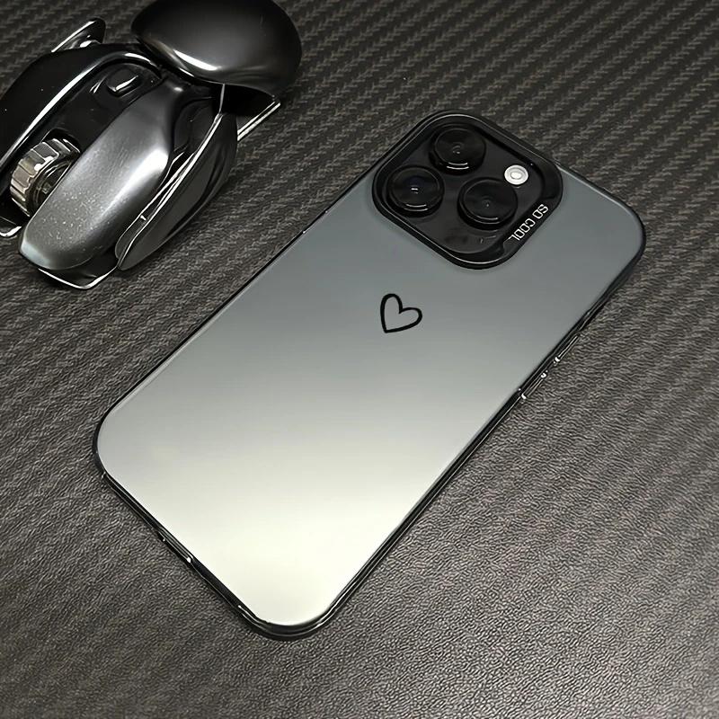 Minimalist Love Heart Print IMD Material Phone Case for iPhone 16 15 14 13 12 11 Pro Max XS X XR 8 7 Plus 16E Shockproof Cover
