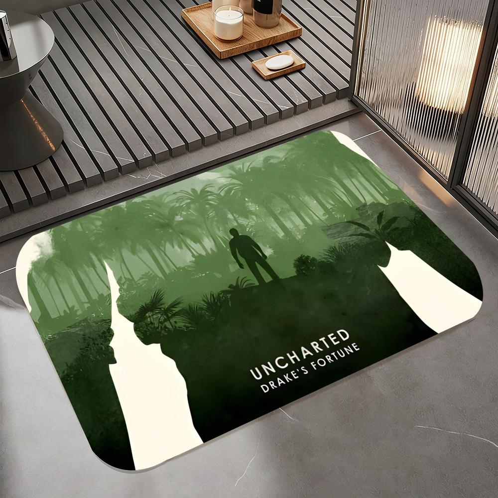 Game U-Uncharted Floor Mat Diatomite Bath Mat, Quick Dry Absorbent Non-Slip Door Mat