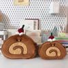 Cake Shape Swiss Roll Coin Purse Cute Cartoon Shoulder Bag Versatile Plush Crossbody Bag  Gift