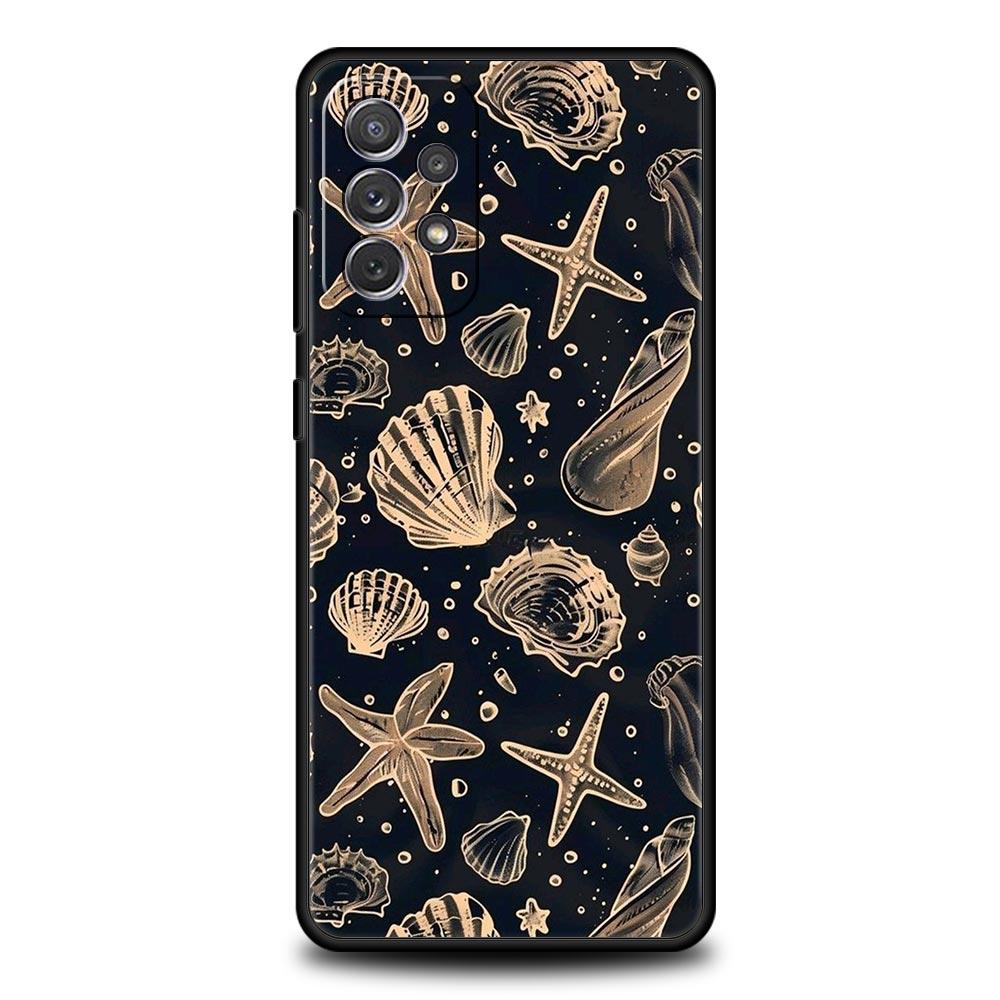 Ocean Coastal Seashell Seaweed Pattern Phone Case for Samsung Galaxy A55 A35 A15 A14 A13 A25 A54 A51 A71 A72 A73 A32 5G Soft TPU