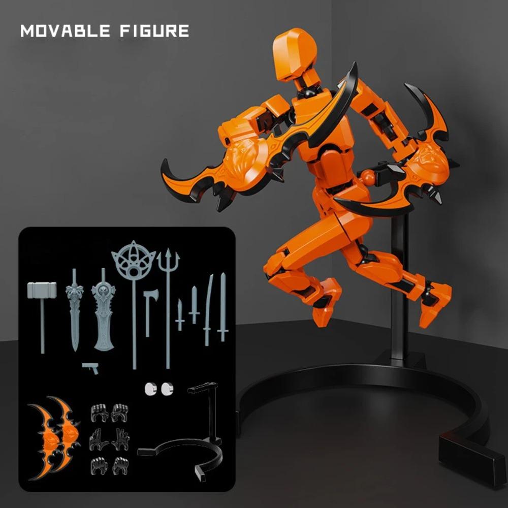 Multi-Jointed Dummy 3D Printed Mannequin Model Doll Luminous Magnet Figures Parent-children оранжевый