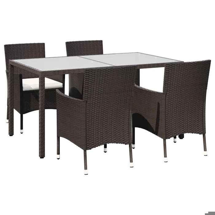 Maison Exclusive - Ensemble à manger d'extérieur 5pcs avec coussins Résine tressée