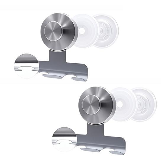 2Pcs Suction Cup Shaver Holder Wall Mounted No Tools Required Stainless Steel Hook Removable Razor And Shaver Organizer for Bathroom Shower