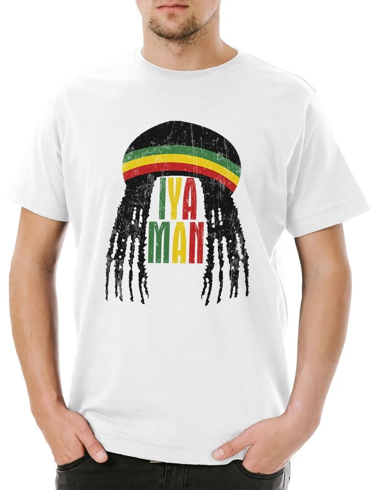 Iyaman I Herren T-Shirt Reggae Rastafari Babylon Irie Jamaica Rasta Marley Ganja