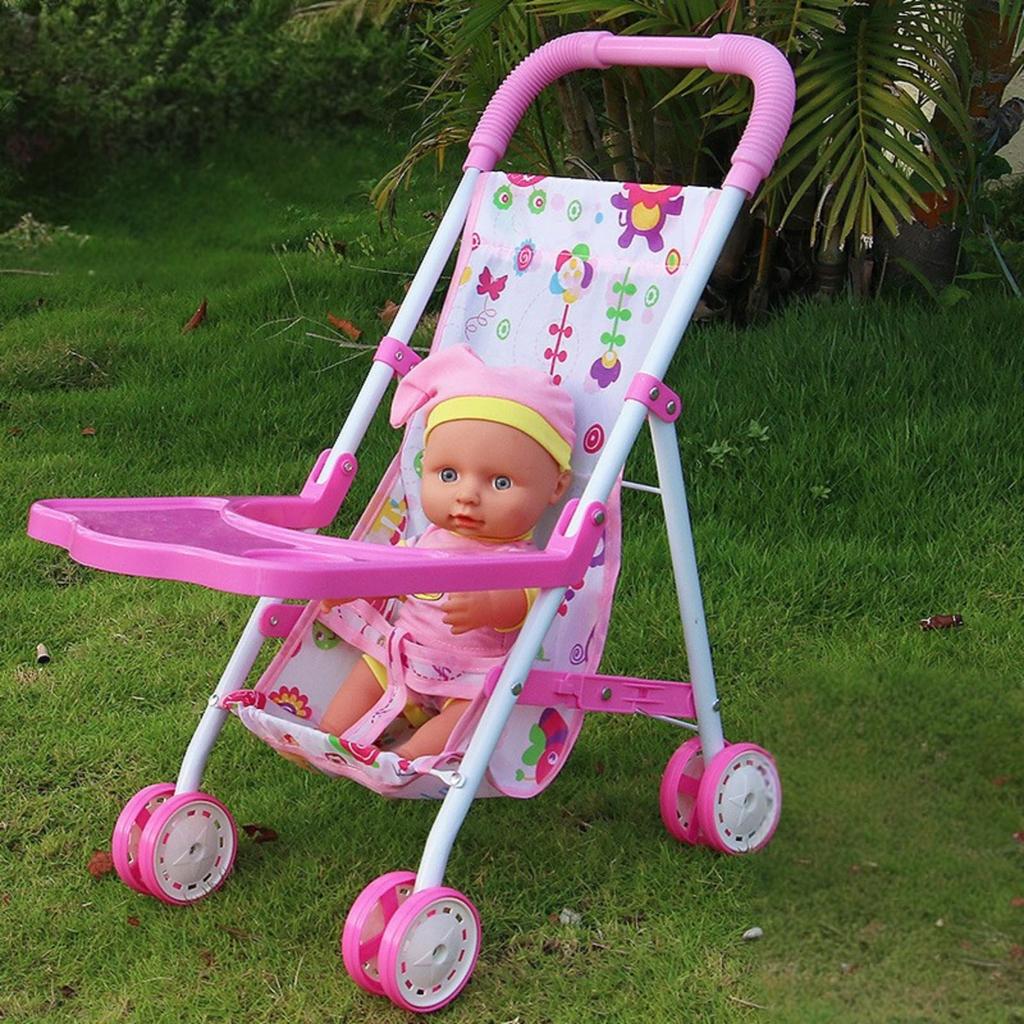 Mel-chan Stroller Toy Doll Pushcart with Table Educational Pretend Play Foldable Gift Present Yellow (Yellow) [Used]