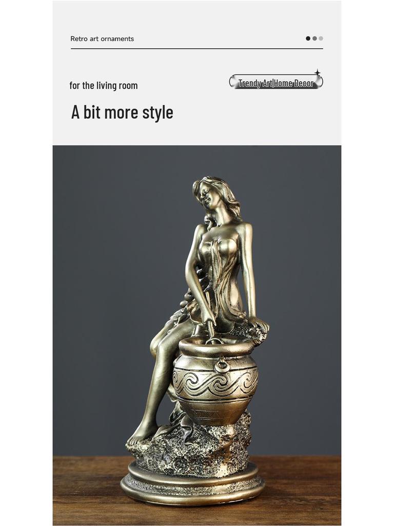 Goddess Resin Craft: European Retro Desktop Decoration, Copper Imitation Ornament