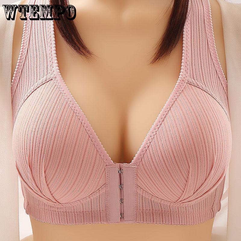 Front Buckle Bra Large Size Thin Section Steelless Bra Gathering Anti-Sagging Underwear Side Breast Collection Underwear