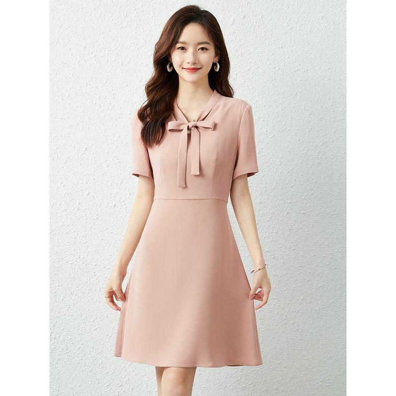 

Design Shoelace Pink Style for Summer Niche Short Sleeve Dress Pink XL