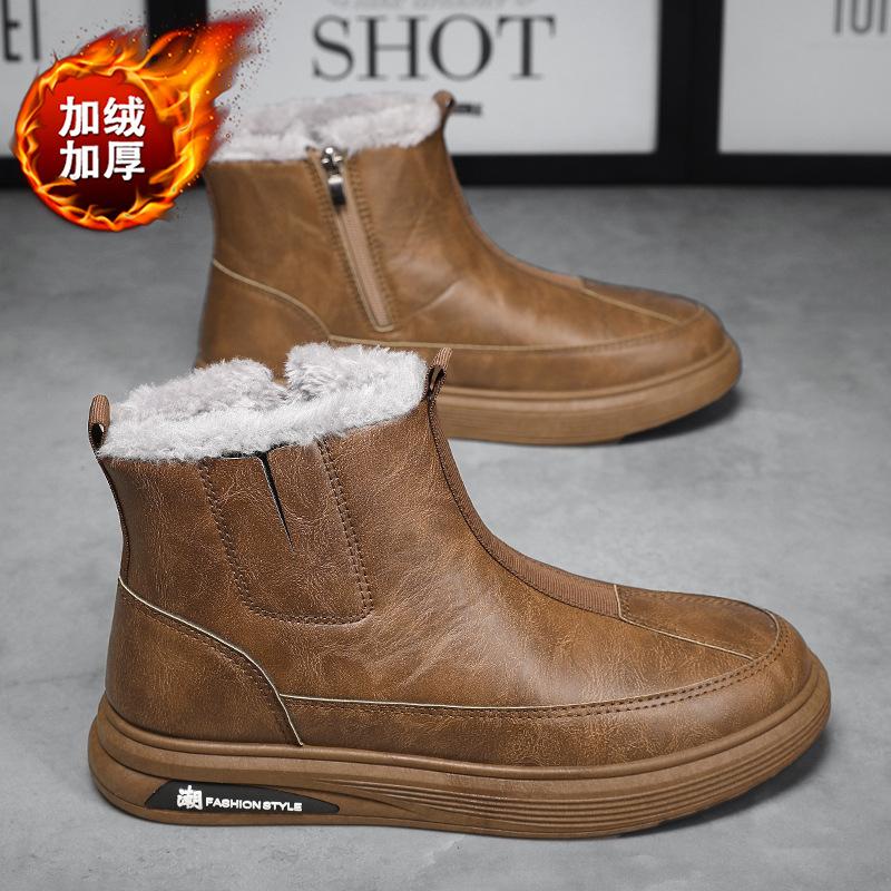 Snow boots winter velvet warm thickened Northeast high-top cotton shoes fur integrated sleeve Martin boots