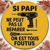 Retro French Grandpa Repair Sign Round Metal Plaque Rustic Boho Garage Wall Art 20cm