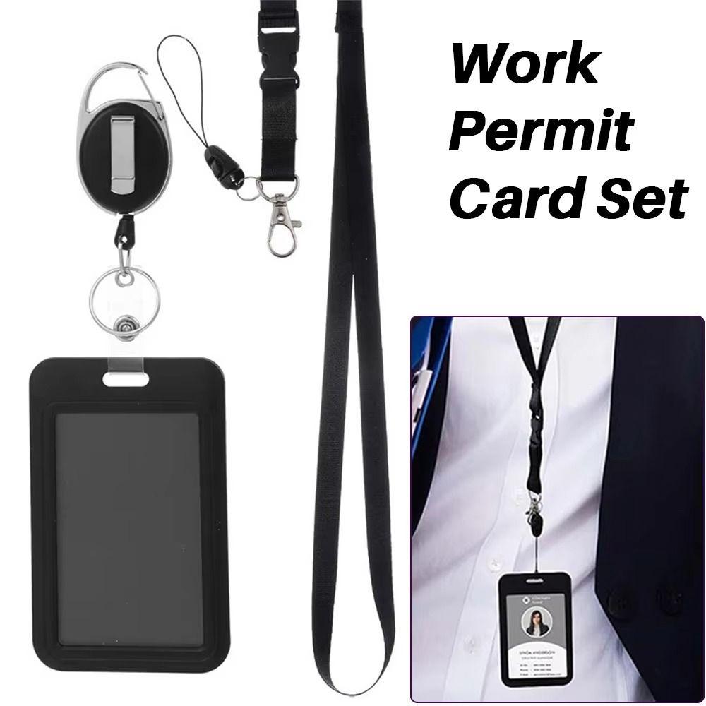 Neck Hanging Work Permit Card Set with Breakaway Lanyard Badge Reel Clip Set  Access Control