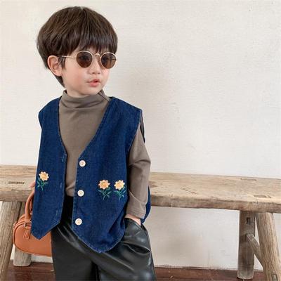 Gilet di Jeans Ricamato Jiaye per Bambini Autunno 2024 per Ragazzi e Ragazze - Giacca alla Moda a Vestibilità Larga