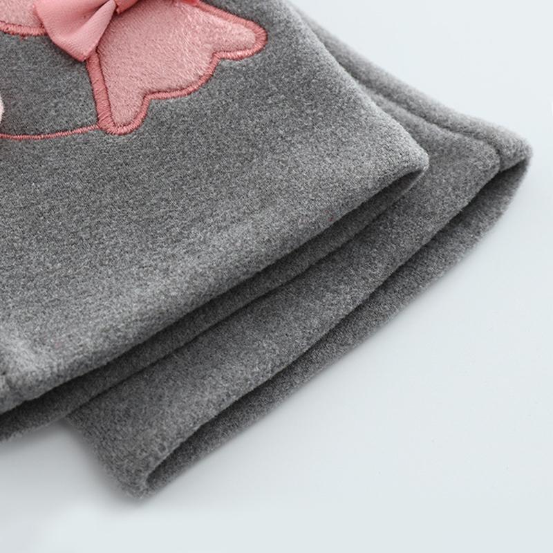 Women Touch Screen Outdoor Gloves Winter Fleece Riding Cat Embroidery Driving Elastic Gloves Warm One Size Fits All