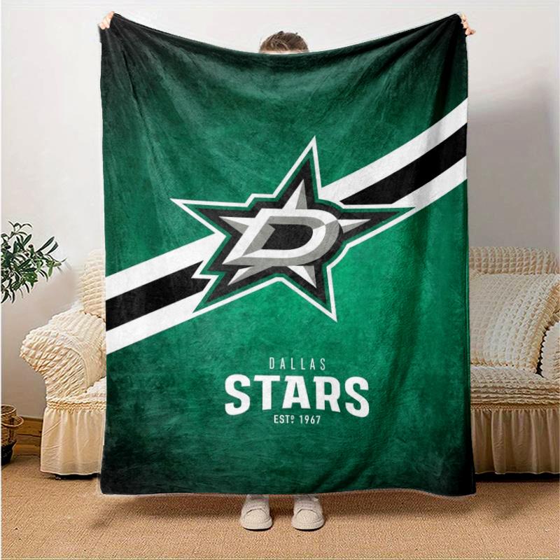 Dallas Stars Print Flannel Blanket, High quality Comfortable for All Seasons, Home Decor, Warmth and Comfort, Perfect for Christmas Gifts