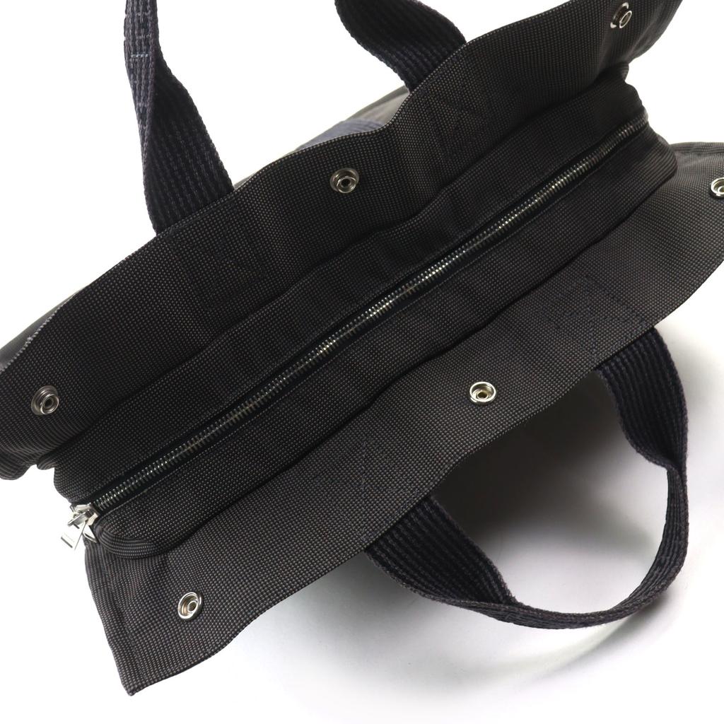 Great HERMES Tote Bag Her Line MM H Logo with Serie Buttons On Canvas Gray Women Used