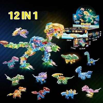 Set di Costruzioni di Dinosauri per Bambini, Giocattoli di Dinosauri Educativi Fai-da-te 12 in 1, Regali per Bambini e Bambine di 3 4 5 Anni in Su, Gadget per Feste