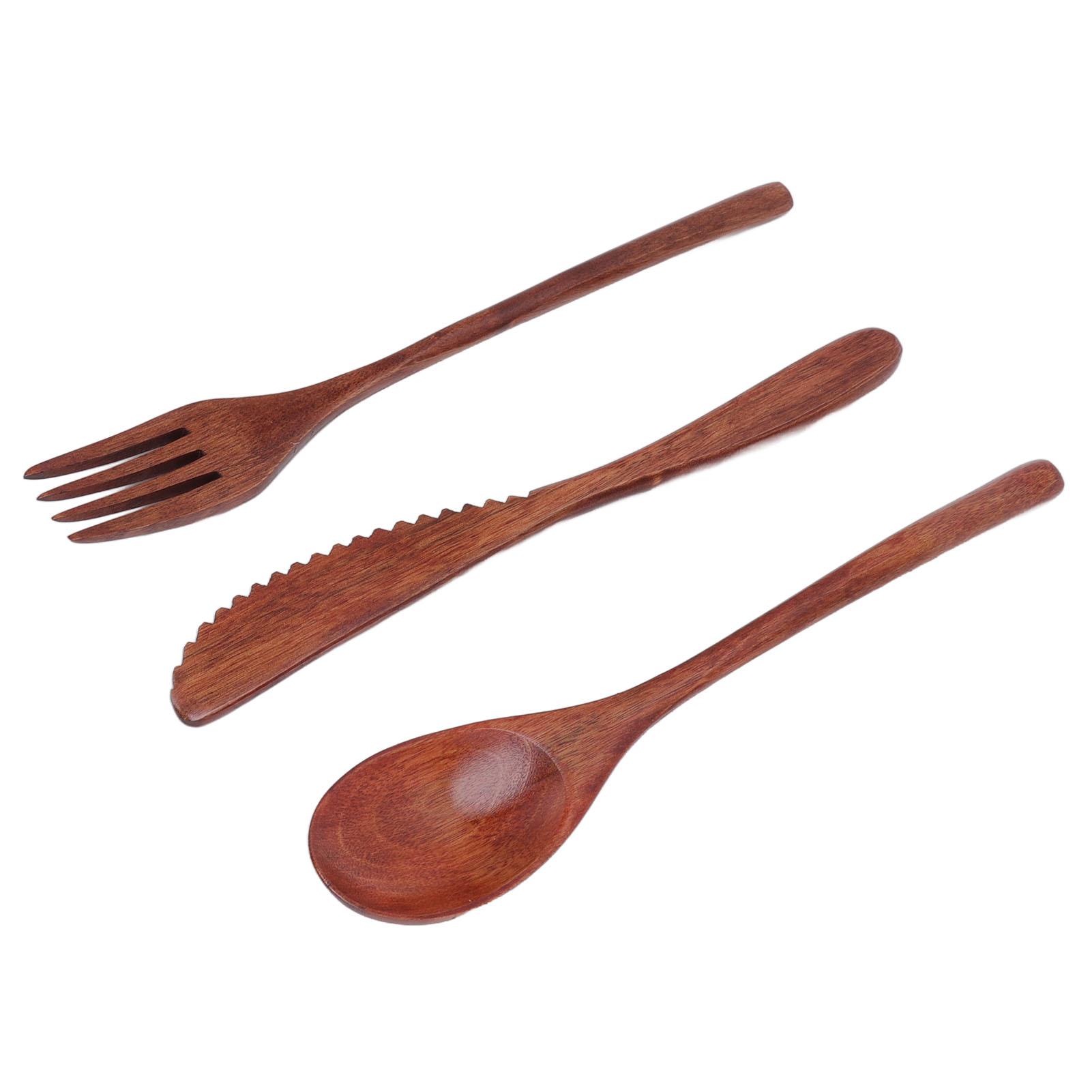 

Wooden Cutlery Set Scratch Proof Portable Spoon Fork Cutter Tableware with Box for Dessert Salads Noodles L