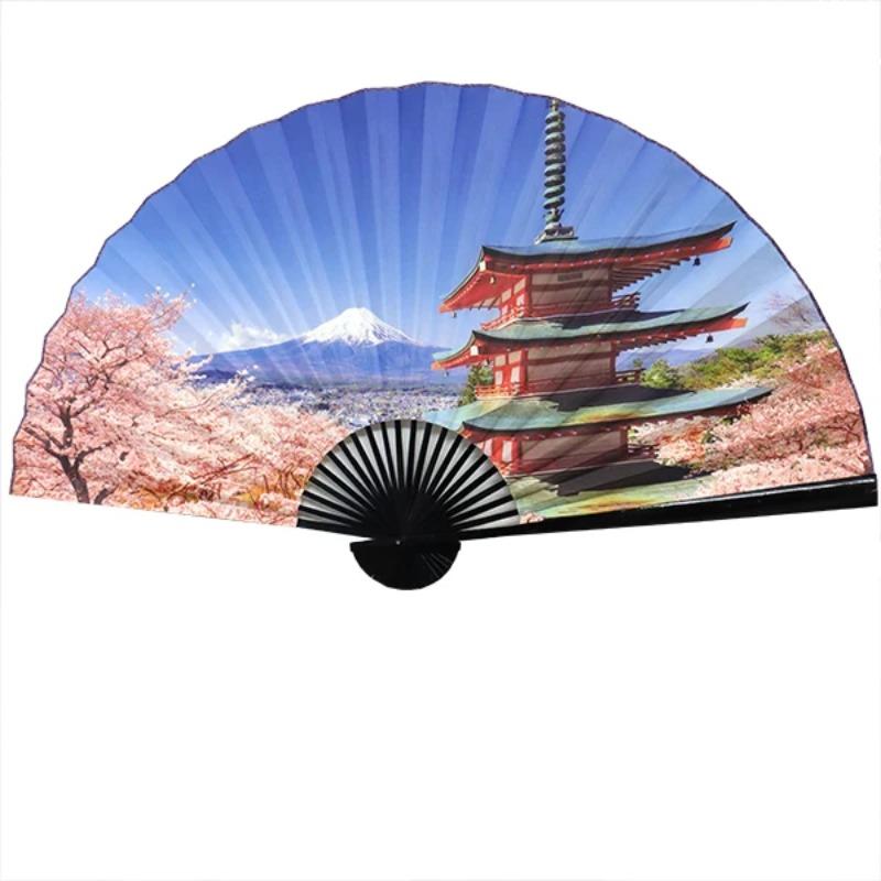 Japanese-Style Large Hanging Fan Handmade Mount Fuji Paper Folding Fan Unfold 90cm Wall Home Decoration