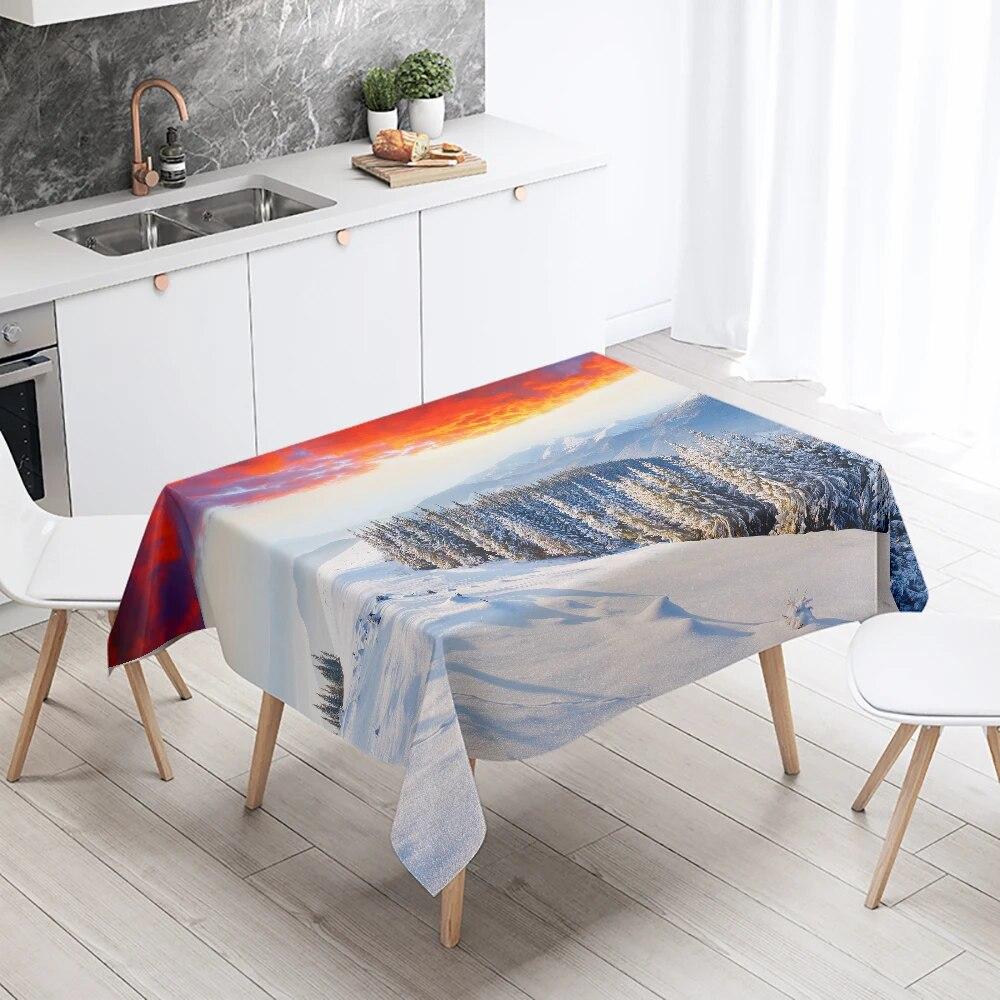 

Скатерть с пейзажем восхода и заката, украшение для ресторанного стола, устойчивая к пятнам, водонепроницаемая, прямоугольная, для дома 40x70cm
