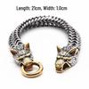 Mitología Nórdica Acero de Titanio Pulsera Cabeza de Lobo Vikingo - Joyería Vintage para Hombre que no se Desvanece