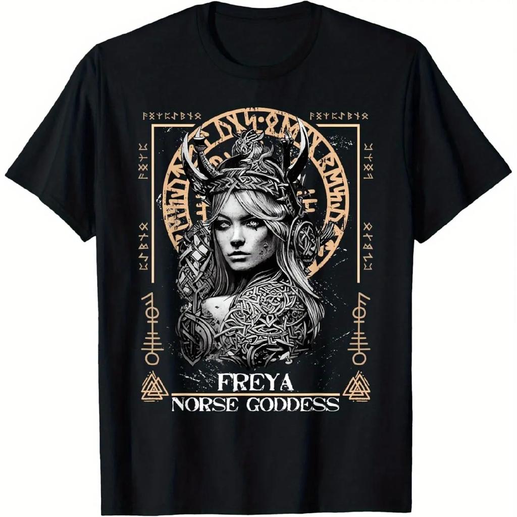 Norse Goddess Freya Celtic Viking Mythology T-Shirt 100% Cotton Adventurer Northern Europe Pirate Viking T-shirts for Men