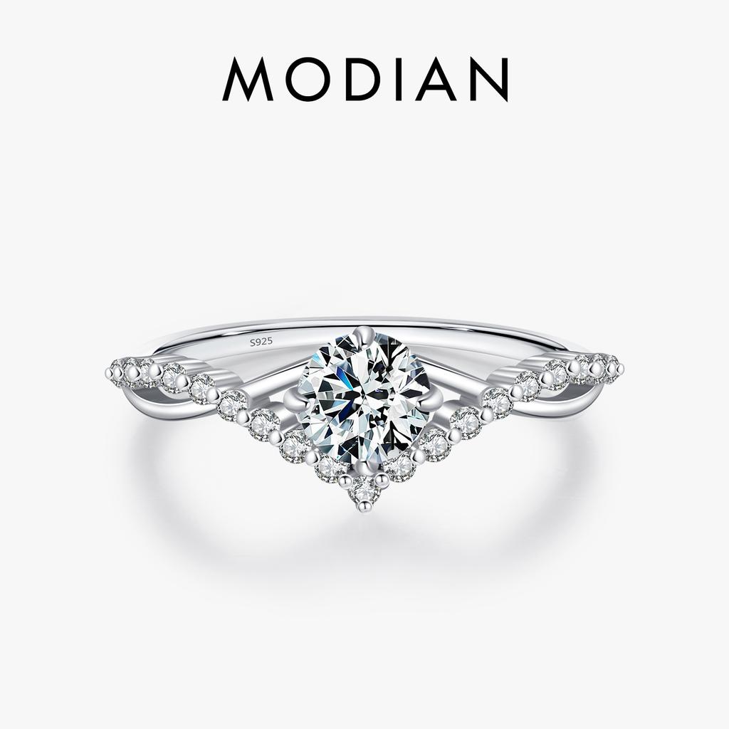 MODIAN Crown D Color Moissanite Ring Delicate Lab Diamond Ring 925 Silver For Women Wedding Engagement Jewelry