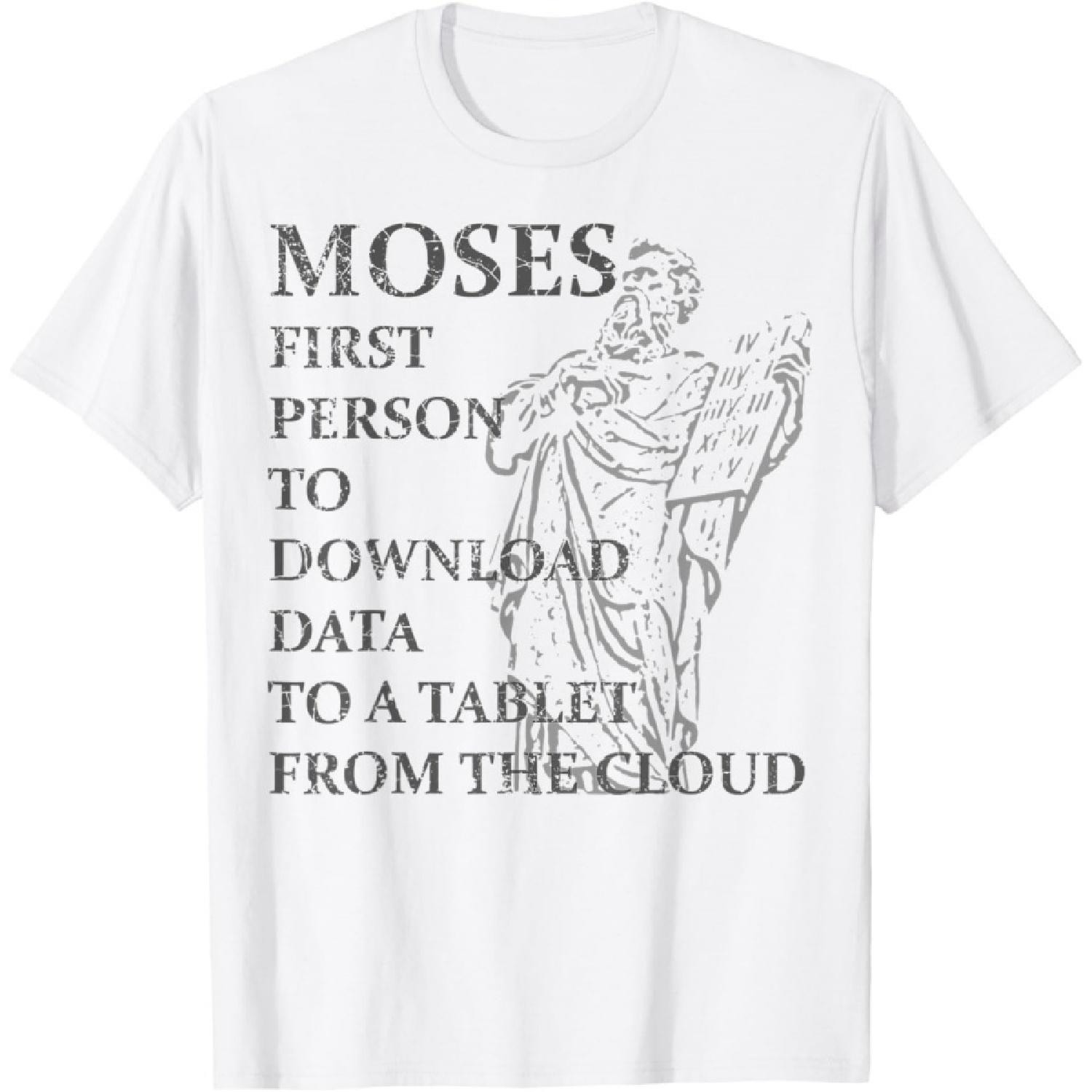 

Мойсей був першою людиною з планшетом Християнська релігійна футболка(1) XXXXXL білий