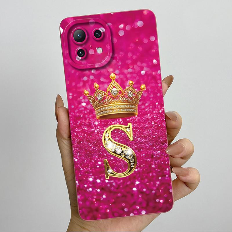 For Xiaomi Mi 11 Lite / 11 Lite 5G / 11 Lite 5G NE Crown Initial Letter Couple Phone Case Soft Silicone TPU Protective Casing