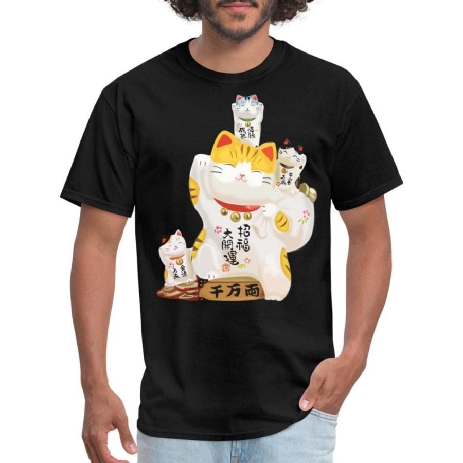 Lucky Cat Maneki-Neko Men s T-Shirt by Spreadshirt, XL, black S